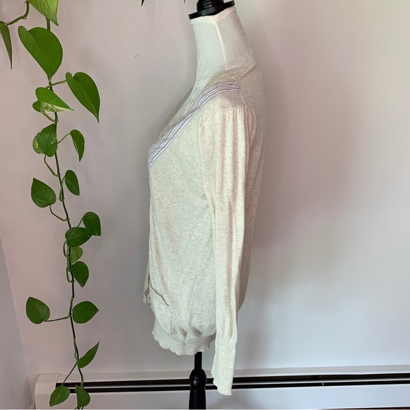 Anthropologie Field Flower Striped Borders Boyfriend Cardigan Sweater Size M - Picture 3 of 7